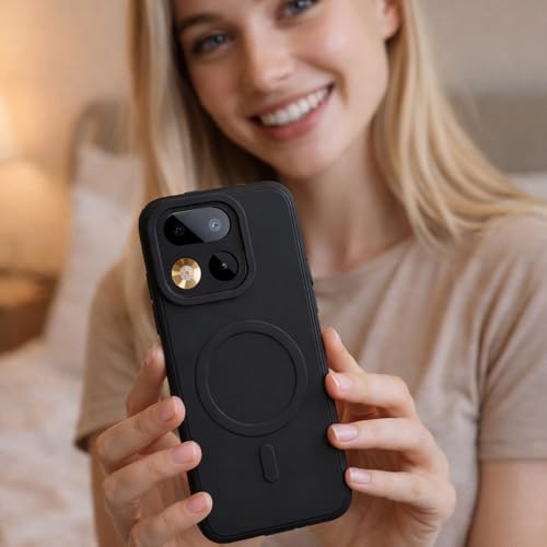 Image of Casotec Back Cover Compatible with Realme 16 Pro 5G | MagFit Ring Design (Non-Magnetic) | Shockproof Case | Anti-Slip Grip | Raised Camera Edges | Protective Case for Realme 16 Pro 5G (Matte Black)