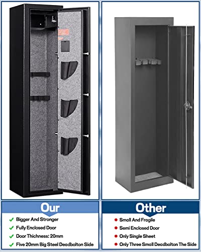 Fandon 5-6 Gun Rifle Safe, Gun Safes for Home Rifles and Pistols, Quick Access Long Gun Safe Shotgun Rifle Cabinet,with a Handgun Lock Box and a Removable Shelf, Silent Mode