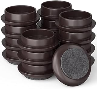 Premium Felt Floor Cups/Castors (4 x Dark Wood Large 60mm) - Protect Your Wood Laminate, Wooden, Tile & Lino Floors from Scratches