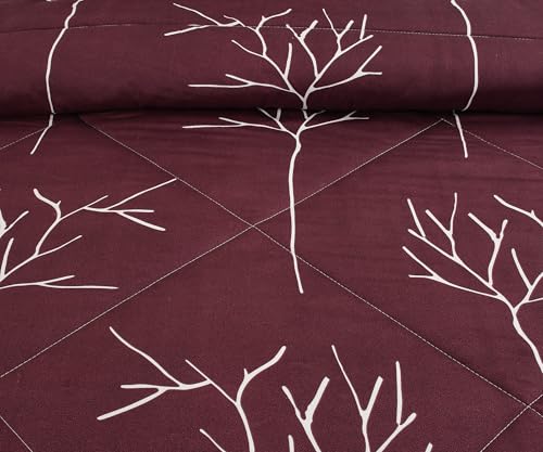 Image of VOMZER Super Soft Microfiber All-Season King Size AC Comforter (90x95 Inches) | Duvet for Double Bed with 1 Elastic Fitted Bedsheet (72x78 Inches) 2 Pillow Covers | Comforter Set 4 Maroon