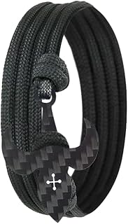 Pulsera de cruz para hombre con colgante de carbono, pulsera de piel de carbono para hombre, hecha a mano, pulsera para hombre, color marrón, idea de regalo de cumpleaños para él,