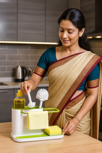 Image of Spoon Holder for Kitchen Counter Top | Foldable Utensil Stand for Kitchen with Napkin Hanger | ABS Plastic Cutlery Stand, Spoon Stand & Knife Holder for Kitchenuse