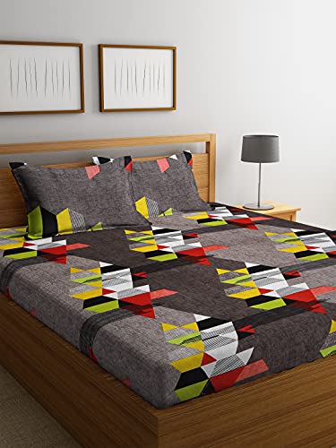 Fashion String 144 TC Microfibre Grey Double Bedsheet with 2 King Size Pillow Covers