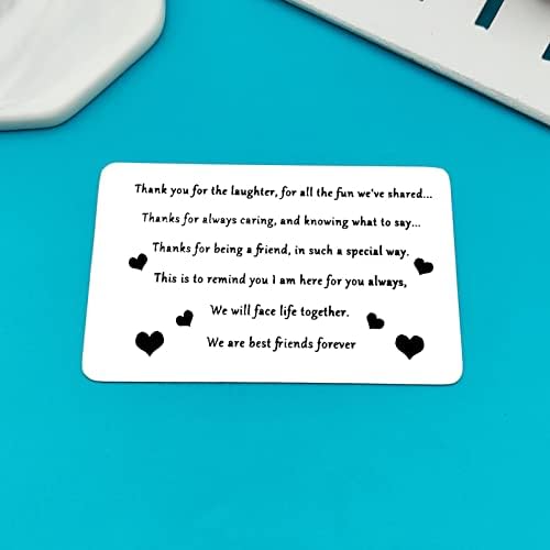 Friendship Gifts for Women Engraved Wallet Insert Card for Best Friend Thank You Gifts to Best Friend Christmas Birthday Gifts Best Friend Gift for Women Men