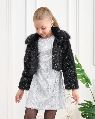 Image of BOLEROSE Girls Collared Faux Fur Bolero Jacket