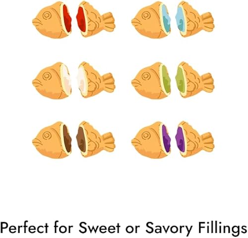 Miniatura 4 de JapanBargain, Taiyaki Maker - Molde japonés para hacer pasteles calientes en forma de pez, sartén para gofres, pan, waffle, panqueques