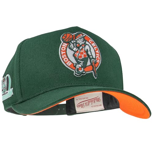 Mitchell & Ness Casquette de baseball NBA Green Orange | Pro Crown Fit | avec fermeture réglable Snapback, Taille Unique