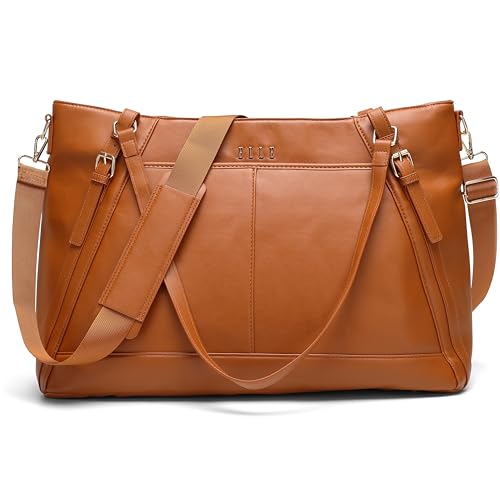 ELLE Leisure Luxe 33L Vegan Leather Weekender Tote Bag | Black