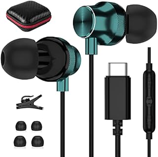USB C Headphone, TITACUTE Wired Earbuds for Samsung S21 S20 FE S22 Galaxy Z Flip 3 Fold 2 in-Ear Noise Canceling Type C Earphone with Mic & Control for iPad Pro Air Mini 6th Pixel 6 5 OnePlus 9 Green