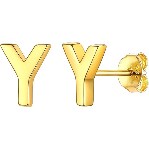 ChicSilver Hypoallergenic 925 Sterling Silver Stud Earrings Simple Tiny Initial Letter A-Z Studs for Women Sensitive Ears