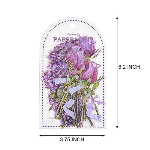 4Pack Sticker Material Set Plant Flower Stickers Decorative Decals Paper Scrapbooking Embellishment Supplies For Journal Planner Notebook Album Bullet Diy Art Craft #TOP6