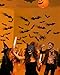 120pcs Halloween Bats Decorations Outdoor Indoor, Halloween Party Supplies, 3D Bat Stickers for Wall Window Home Kitchen Scary Decor (4 Sizes, Black)