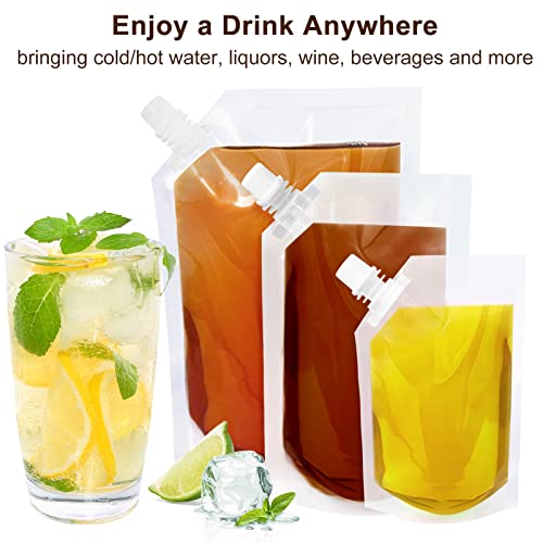 Plastic Flask, Reusable Drink Pouches For Adults, Plastic Flasks Bags For Women(4X32Oz+3X16Oz+3X8Oz+1 Funnel) #TOP3