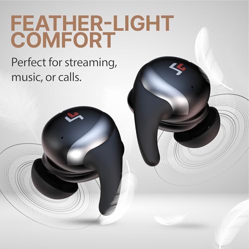 Image of CrossBeats Hertz ANC TWS Ear Buds, Wireless in‑Ear Earphones, Sleep Buds v5.4 Bluetooth 10 mm Drivers Up to 60H Playtime, with AI Noise Cancellation,40 ms Low Latency, & AI ENC Earbuds Buds (Black)