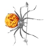 klassische Spinnenbrosche InCollections Damen-Brosche 925/000 Sterlingsilber mit Bernstein, Spinne 0010233041100