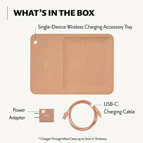 Courant Catch:3 Essentials - Belgian Linen Wireless Charging Station And Valet Tray (Camel) - Qi Certified - Compatible With Iphone 13, 12, 11, X, Se, Galaxy S21, S20, Note, Airpods/Pro #TOP5