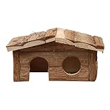 Cage d'angle pour hamster, petit animal de compagnie, cabane, accessoires pour toit en écorce, abri en bois pour rongeurs, abris en bois pour hamster