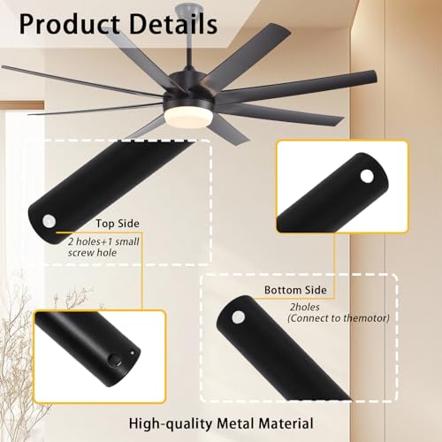 Image of 16 Inch Ceiling Fan Extension Rod, 1 Inch Outside Diameter Not Threaded Ceiling Fan Downrod for a Wide Range of Fans (Black)