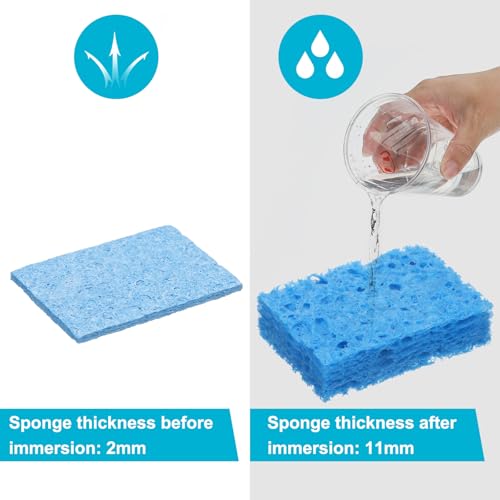 Image of uxcell Soldering Sponge 1.97 inch x 1.38 inch Rectangle Sponge Replacement Welding Soldering Iron Tip Cleaning Pads Soldering Iron Special High Temperature Sponge Blue 20pcs