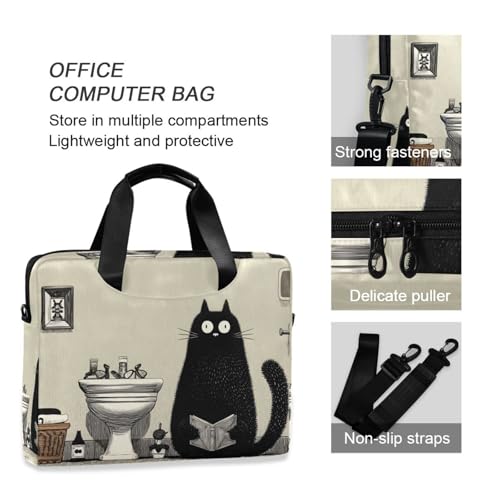 Maletín para portátil con estampado de gato divertido miniatura 6