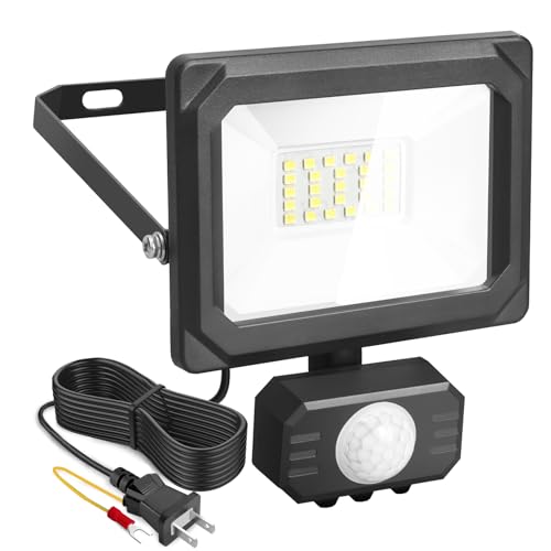 Akitoe LED投光器 センサーライト 人感ライト 20W 節電 2Pプラグ付き コンセント式 AC100V 3Mコード 屋内/屋外用 IP65 120度照射角度 防雨 高輝度 省エネ 庭 駐車場 玄関灯 廊下 町内の防犯 PSE認証済
