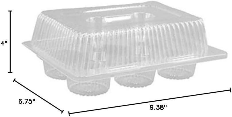DFI Modern Functional 6-Compt Hinged Cupcake Carrier 9.375 x 6.75 x 4 inches - 2 1/8" Cup Diameter 350 per case