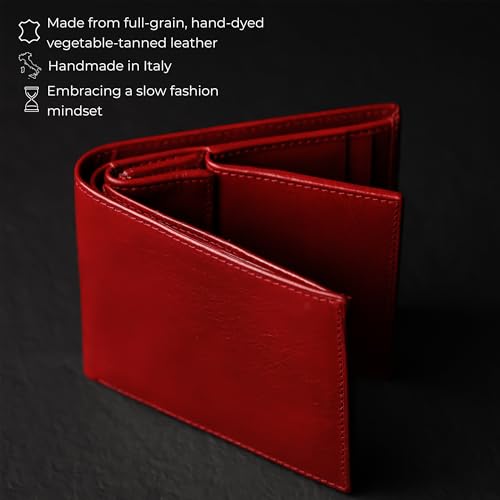 Image of Time Resistance Leather Men's Wallet - Minimalist Wallet Design with Credit Card Holder, Magnetic Coin Holder, and Cash Slots (Red)