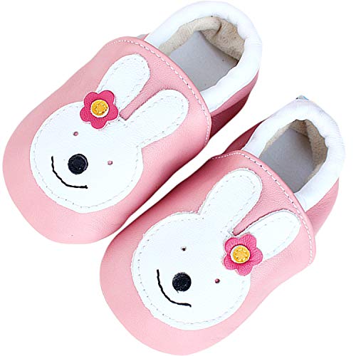 Lvptsh Zapatos de Bebé Zapatos Primeros Pasos de Cuero Suave para Niños Zapatillas de Casa Pantuflas Infantiles Patucos Mocasin Niñas Niñito 0-24 Meses