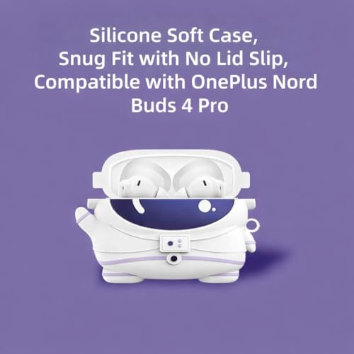 Image of SHISHVIKA Silicone Case Cover Compatible with OnePlus Nord Buds 4 Pro | Shockproof Protective Cover | Soft TPU Skin | Anti-Slip | Dustproof | LED Visible | Keychain Hook Included (Astro Cosmonaut)