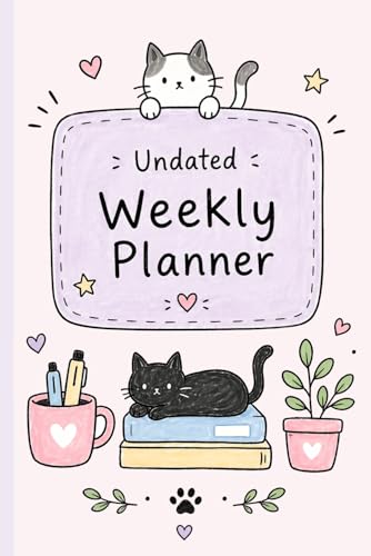 Cute Cat Weekly Planner: Undated Organizer with Habit Tracker, Goal Setting, Aesthetic Layouts for Productivity & Self Care image 2
