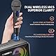 Karaoke Machine for Adults and Kids with 2 UHF Wireless Microphones, Portable Bluetooth Singing Speaker, PA System with Disco Lights, Cell Phone Holder for Home, Party, Picnic (Schwarz)