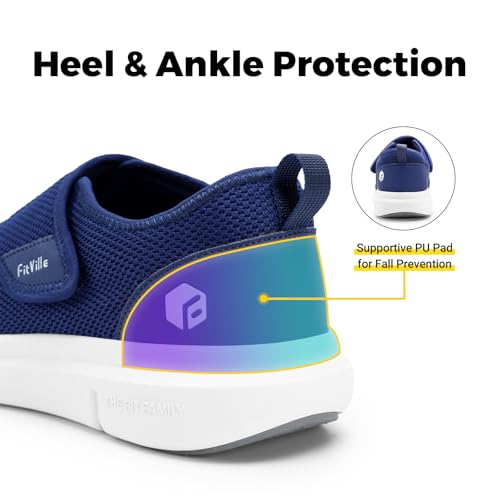 Image of FitVille Diabetic Shoes for Men Extra Wide Slip-on Shoes for Swollen Feet Adjustable Walking Shoes for Elderly Foot Pain Relief Neuropathy - EasyTop Wings