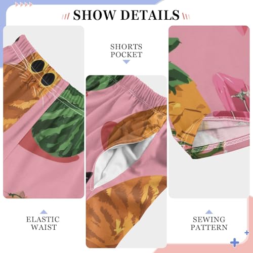 Lovely Cat Watermelon Boys Long Pants Soft Trousers Elastic Waist Kids Lounge Bottoms with Pockets S-XL4