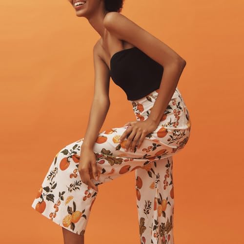 Owl's-Yard Women's Wide Leg Denim Pants Casual Loose Fruit Print Crop Capri Jeans Trousers for Work Office Streetwear4