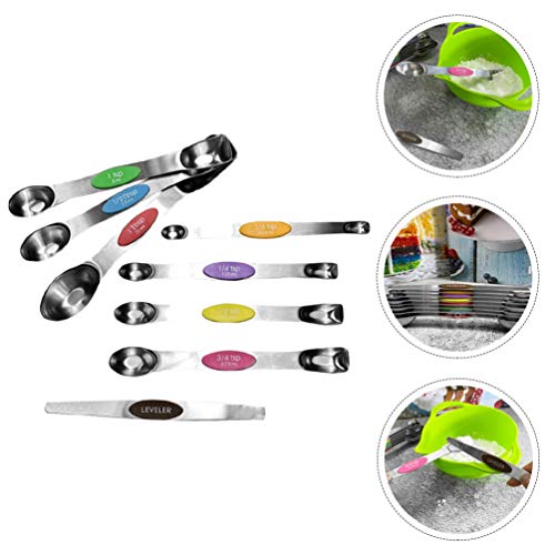 Conjunto de 8 colheres medidoras YARNOW de aço inoxidável de dupla face, colheres de medição para co