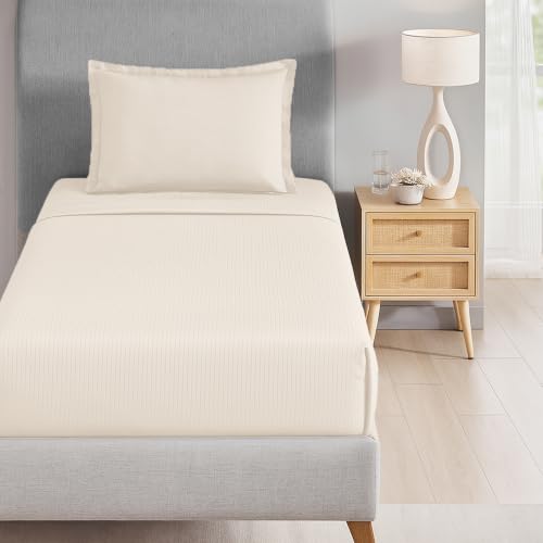 Image of myTrident Bedsheet for Single Bed Cotton| 210 TC | 60 inch x 90 inch | Pearled Ivory