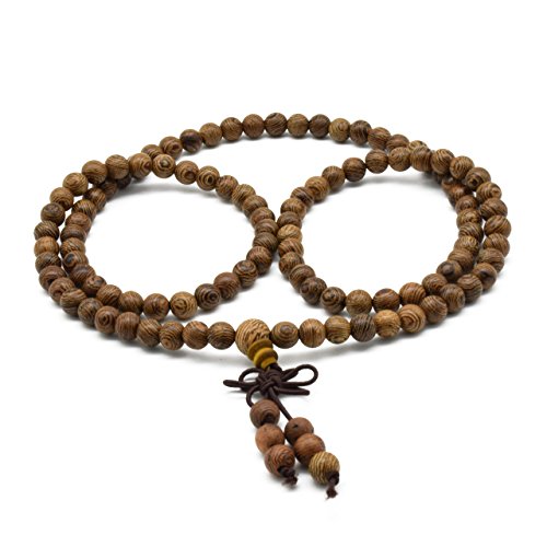 Zen Dear Unisex Natural Wenge Wood Mala Prayer Beads Necklace Bracelet Meditation Buddhist Rosary Mala Beads (6Mm 108 Beads) #TOP3
