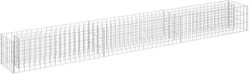 Vista 91 de vidaXL Gabion - Maceta elevada para pared, jardín, césped, patio, jardín, jardín, jardín, jardín, jardín, flores, acero galvanizado, 70.9 x 35.4
