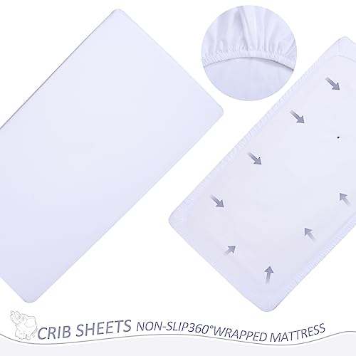 Image of Cloele 3 Pieces Baby Crib Bedding Set- Solid Ruffle Quilted Set Includes Comforter Fitted Sheet Crib Skirt for Boys and Girls - Cute Ruffled Nursery Crib Standard Size Baby Bedding Set White
