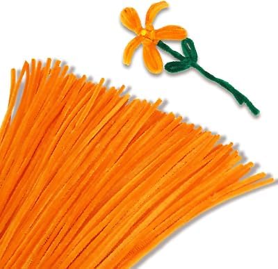 Image of 100Pcs Pipe Cleaners Craft Set | Chenille Stem Fuzzy Sticks DIY Craft Supplies for Art Projects Activities, Decorations, Flower Making, Modeling & Sculpting (Light Orange)