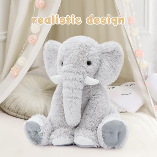 MorisMos Elefant Kuscheltier XXL,50cm groß Elefant Plüschtier Stofftier, Grau riesen Plüschelefant,Geburtstag Weihnachten Geschenk für Kinder Baby Mädchen Jungen