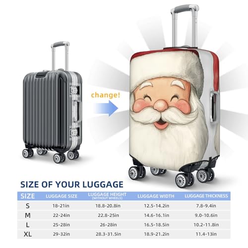 Watercolor Smiling Santa Claus Face Elastic Travel Luggage Covers Dustproof Scratch-Resistant Suitcase Protector Fit 22-24 Inch4