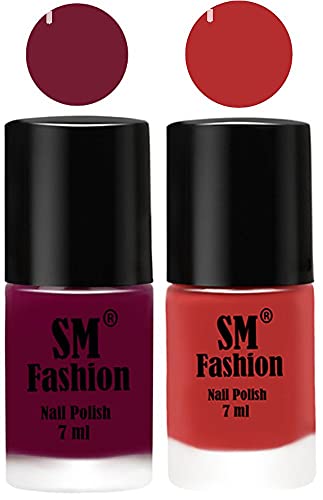 Image of Long Lasting Nail Polish | Nail Paint Combo 7 ml Each) - Set of 2 Mulberry-Coral Pink
