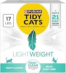 Purina Tidy Cats Léger Libre et propre Sans parfum, Multi-Cat, Clumping, 99.9 Pourcentage de chat sans poussière - 17 Boîte