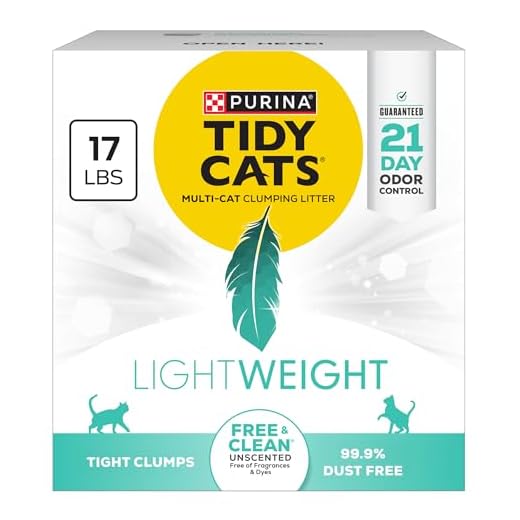 Purina Tidy Cats Low Dust Clumping Cat Litter, LightWeight Free & Clean Unscented, Multi Cat Litter - 17 lb. Box