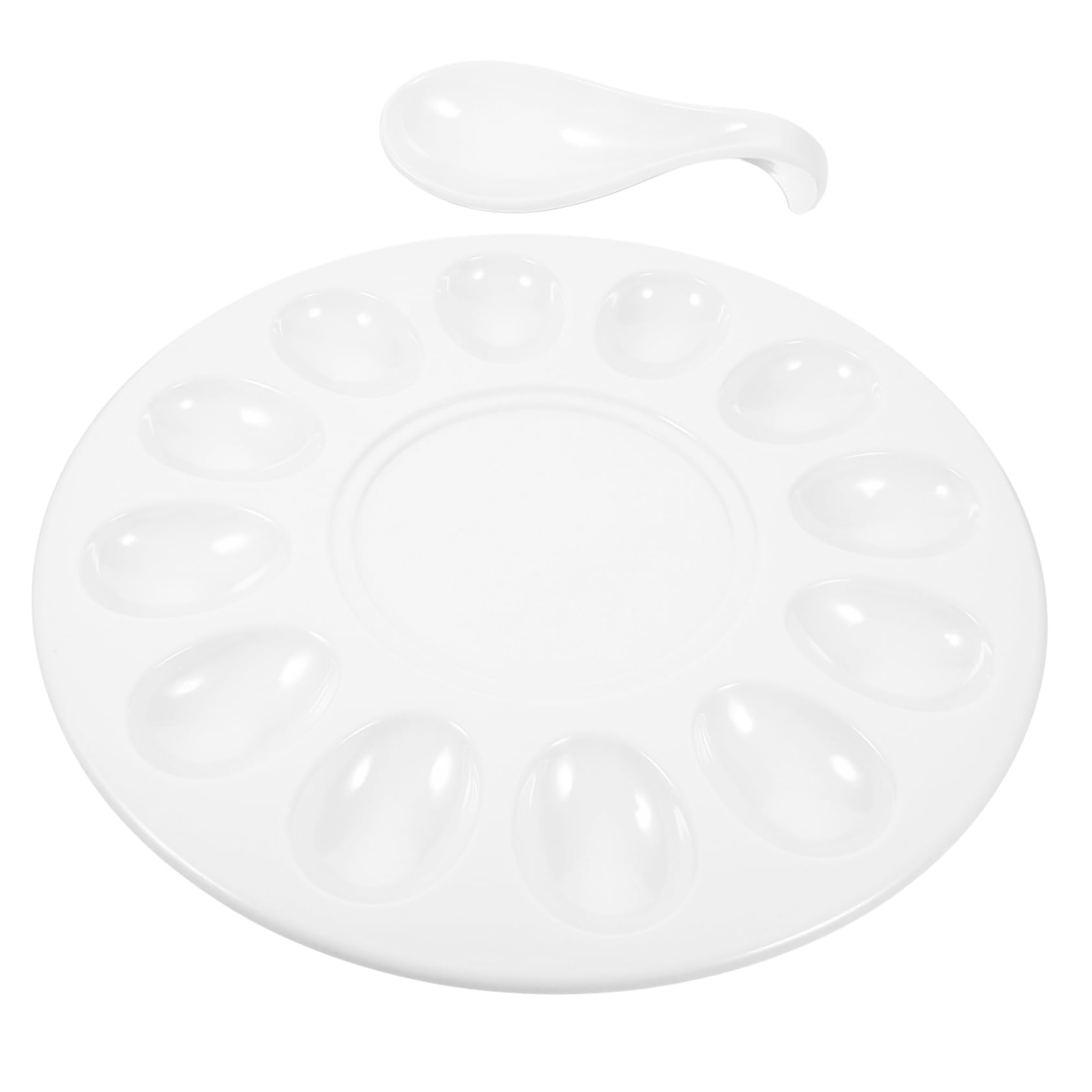 Garneck Platter Restaurant Tableware Shrimp Paste Plate White with Spoon