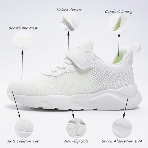 Boys Girls Tennis Shoes Kids Lightweight Breathable Sneakers Running Athletic Shoes Mesh Trainers Casual Walking Sport Footwear for Toddler/Little Kid/Big Kid2