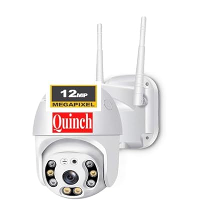 QUINCH 12MP HD Wireless WiFi Outdoor PTZ Security Camera with Full-Color Night Vision Two-Way Audio Cloud Storage ALART SIRAN Motion Detection Available