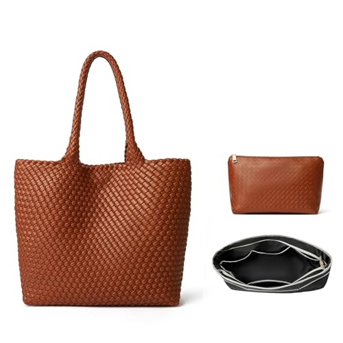 DAILANDO Fashion Woven Tote Bag for Women, Large Capacity Designer Shoulder Weave Hobo Purse