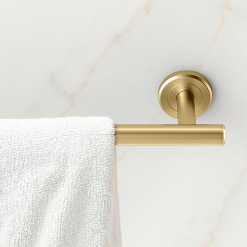 Image of Gatco 4230 Latitude II 24-Inch Towel Bar, Wall Mounted Bathroom Towel Holder, Brushed Brass